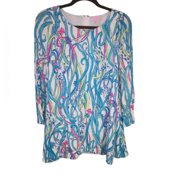 Lilly Pulitzer Colette Tunic Dress in Giraffe‎ Print Bell Sleeve xxs - Picture 2 of 7